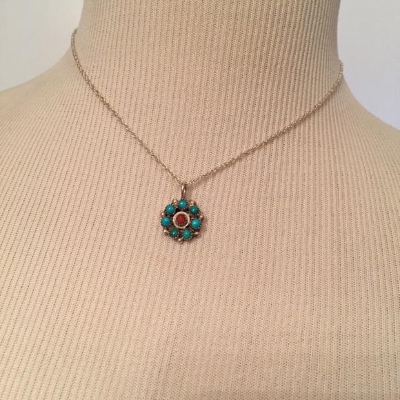 🌺 NECKLACE VINTAGE FLOWER PENDANT STERLING CHAIN - Picture 1 of 8